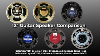 12quot Guitar Speaker Comparison  V30 Greenback Texas Heat Governor Legend 1258 EVM 12L [upl. by Ball]