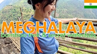 Korean Exploring North East India 🇮🇳  Bamboo Trek amp Secret Waterfalls in Meghalaya [upl. by Matthew]