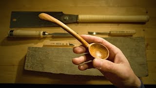 Carving a wooden spoon  old beechwood [upl. by Kalasky]