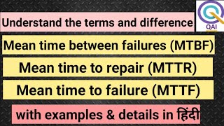 Understand MTTR MTBF amp MTTF  System Failure  How to calculate MTTR MTBF amp MTTF in Hindi [upl. by Aerdnaek]