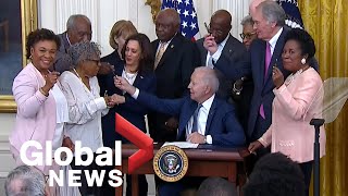 Juneteenth Biden officially makes June 19 a national holiday in the US  FULL [upl. by Hersh]