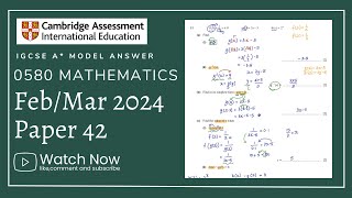 IGCSE Mathematics Paper 42  FebMar 2024  058042FM24 Q811 [upl. by Eenitsed]