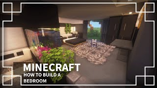 ⚒️Minecraft Tutorial How to make a Modern Bedroom with Aquarium  Dark Themed Bedroom 🖤 3 [upl. by Drexler]