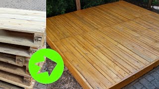 Holzdeck selber bauen  DIY aus alten Paletten [upl. by Joel]