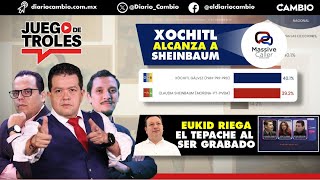 JDTXóchitl alcanza a Sheinbaum y Eukid riega el tepache al ser grabado [upl. by Attayek]