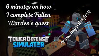 How I completed Fallen Warden quest  TDS  ROBLOX [upl. by Jessa]