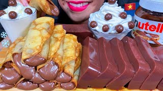 ASMR NUTELLA CREPE ROLLS CHOCOLATE PUDDING MALTESERS WHIPPED CREAM MUKBANG MASSIVE Eating Sounds [upl. by Mur30]