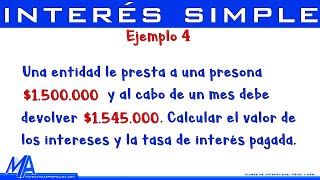 Interés simple  Ejemplo 4 [upl. by Crispen537]