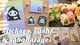 Stickers sushi and sabobatage  Pack October stationery club with me [upl. by Aicileb203]