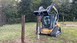 BUILDING A HUGE DOG FENCE OUT OF LOGS I CUT AT THE COTTAGE BIG JOB [upl. by Elamrej242]