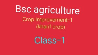 Bsc agriculture  Crop improvement1 kharif crop [upl. by Ecirtram]