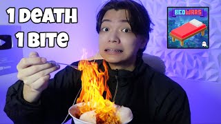 Roblox Bedwars But Everytime I Die I Eat The SPICIEST NOODLES [upl. by Nimajnab]