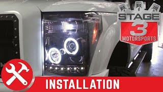 20112015 F250 F350 Super Duty Recon Smoked Projector Headlights Install [upl. by Rhona514]