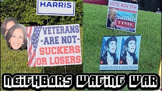 Neighbors Waging War 😂  Kamala quotKammunismquot VS Donald J Trump Yard Signs [upl. by Yeaton789]