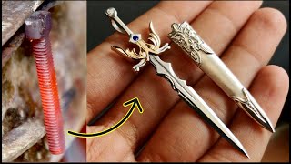 turning rusty bolt into sword pendant  sword pendant making [upl. by Satsoc]