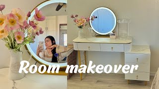 ♡el mejor vanity♡ 90 dlls en TEMU room makeover 🏹✨🍂🪴 [upl. by Enyalb]