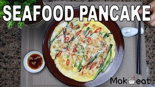 How to Make Korean Seafood Pancake 해물파전 [upl. by Sokul]