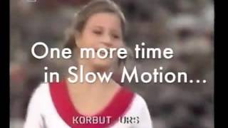 Olga Korbut Uneven Bars with Korbut Flip slow motion replay 1972 Olympics [upl. by Angelle]