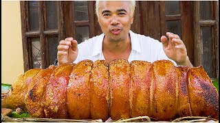 PORK BELLY ROLL IN CHARCOAL  CRISPY LECHON  OUTDOOR COOKING BACKYARD  MUKBANG RECIPE  ALFIE EATS [upl. by Wallie]