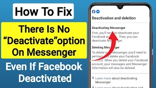 Fix Messenger Deactivate Option Not Showing After Deactivating Facebook  Deactivate Messenger [upl. by Groome]