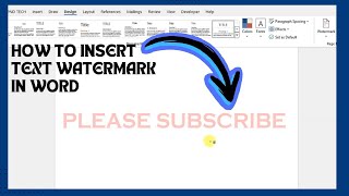 How To Insert Text Watermark In Word Document [upl. by Tine]