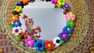 DIY super clay flower mirror 🌸💮🏵️🌺 [upl. by Papke50]