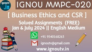 IGNOU MMPC020 Solved Assignment Jan amp July 2024 FREE  IGNOU MBA  IGNOU TV  IGNOU [upl. by Eedolem]