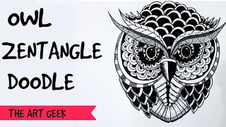 Owl Zentangle Doodle timelapse [upl. by Adriano]