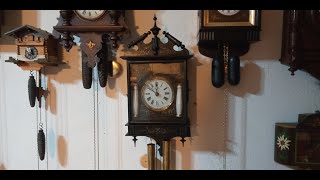 Repairing a Black Forest Biedermeier box clock circa 187080 with a wooden plate movement [upl. by Ecnerolf]