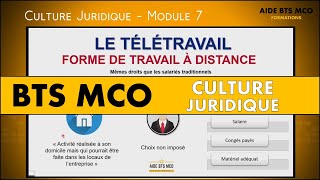 AIDE BTS MCO  Travailler à distance en télétravail  CULTURE JURIDIQUE BTS [upl. by Anjali649]