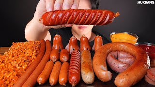 ASMR MUKBANG  FIRE NOODLES amp SAUSAGE KIELBASA VIENNA EATING 먹방 [upl. by Nette]