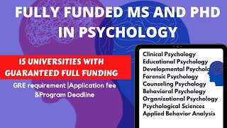 Fully Funded Masters and PhD in Psychology  15 US Universities [upl. by Darya8]