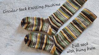 CSM Full Sock with a hung hem Circular Sock Knitting Machine [upl. by Fabien429]