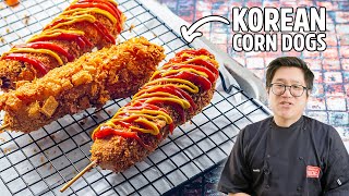 Crunchy Cheesy and Delicious Super Easy Korean Corn Dogs [upl. by Suellen298]