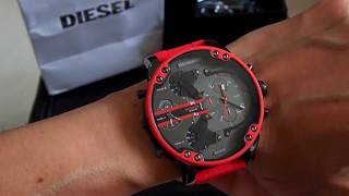 DIESEL DZ7370 Mr Daddy 20 Silicone Stainless Steel Red Watch [upl. by Gilbertina]