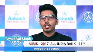 AIIMS 2017 Topper Aryan Raj Singh  AIR 11  Aakash Institute [upl. by Jarv]