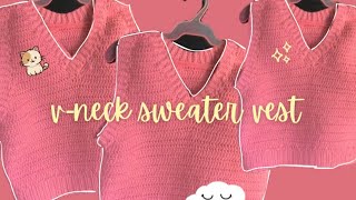 My first crochet Vneck sweater vest tutorial by viv crochet [upl. by Dermot]