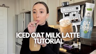 BEST ICED OAT MILK LATTE  AT HOME TUTORIAL✨ [upl. by Marcela]