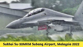 RAINY Plane Spotting At Subang Airport SZBWMSA  TUDM Sukhoi Su30MKM WET TAKEOFF  March 2022 [upl. by Aihsenod]