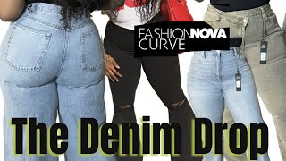 The Denim Drop Curvy Fall Haul  Fashion Nova Curve [upl. by Atteuqnas]