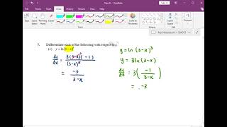 T9 Q9c Differentiate Logarithmic Function SM015 [upl. by Ekihc]