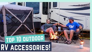 TOP 10 RV OUTDOOR ACCESSORIES TRIED AND TRUE [upl. by Ennire597]