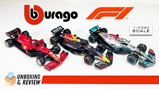 2023 143rd Scale Bburago F1 Ferrari Mercedes and Red Bull  Unboxing amp Review [upl. by Leidba]