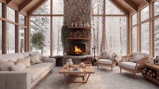 Snowy Forest Retreat for Sleeping  Cozy Fireplace Ambience for Ultimate Relaxation and Sleep Well [upl. by Frasquito844]