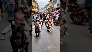 Babies racing with dogs in the middle of the street 😅 [upl. by Graves]