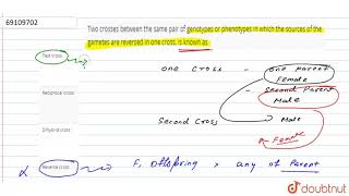 Two crosses between the same pair of genotypes or phenotypes in which the sources of the gametes are [upl. by Dickson]