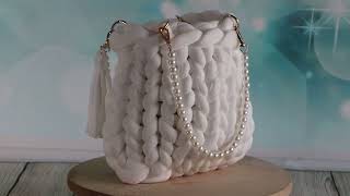 Weiße Grobstricktasche Chunkybag ideal für Hochzeit die stylische Handtasche [upl. by Abercromby]