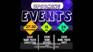 Upcoming Events Schedule Instagram Video Made with PosterMyWall 4 [upl. by Strickler]