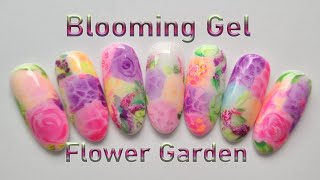 Blooming gel flower garden nail art Nail art hack using blooming gel Flowers nails for beginners [upl. by Tobias]