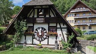 Big Cuckoo clock house tour Erste weltgrößte KuckucksuhrSchonach im Schwarzwald Germany [upl. by Armillia]